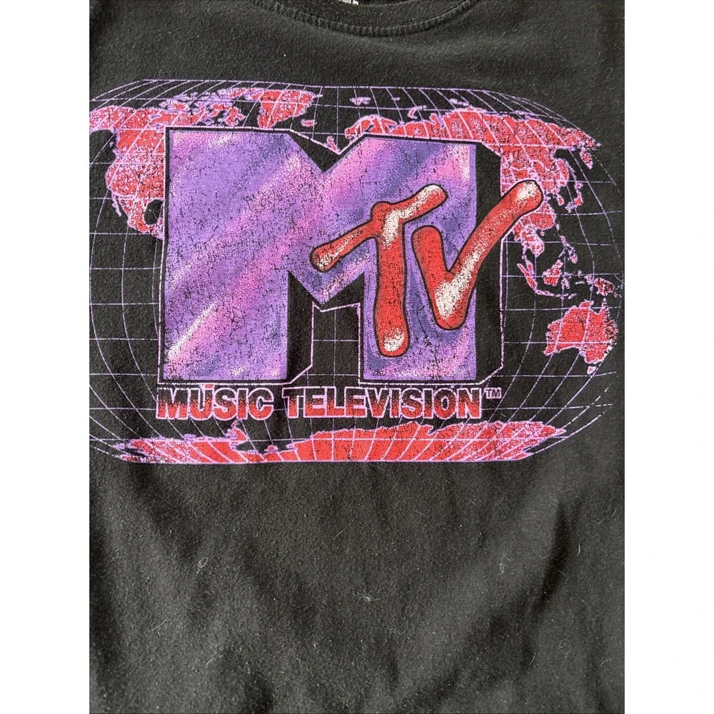 MTV Music Long Sleeve T-shirt Medium Black Globe - Picture 3 of 4